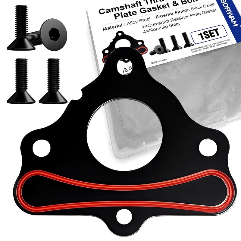 Usdrwam Camshaft Retainer Plate Gasket with Bolt Kit, Compatible with Chevy LS Series Engines Gen III/IV/V, 4.8L 5.3L 5.7L 6.0L 6.2L LS1 LS2 LS3 LQ4 LQ9, Replaces 12589016 11561455 ARP 134-1003 - Image 1